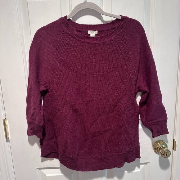 J. Crew Sweaters - J. Crew Maroon Knit Sweater with Ribbing - Size: Petite Medium